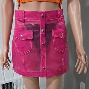 Pink Button-Front Skirt